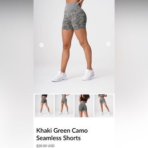 NVGTN Khaki Green Camo Seamless Shorts Size M
